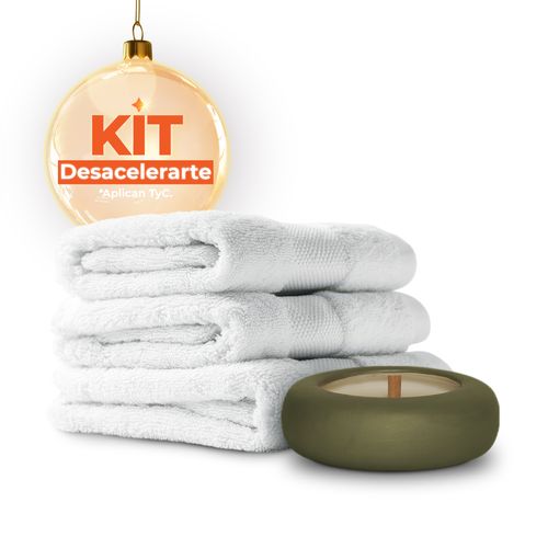 Kit Set Toallas + Vela Slow Down 13cm Verde
